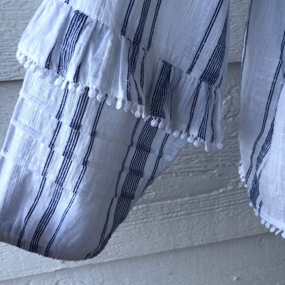 Ella Moss Size L Boho Peasant Style Rylee Lace Up Blouse - Picture 10 of 16